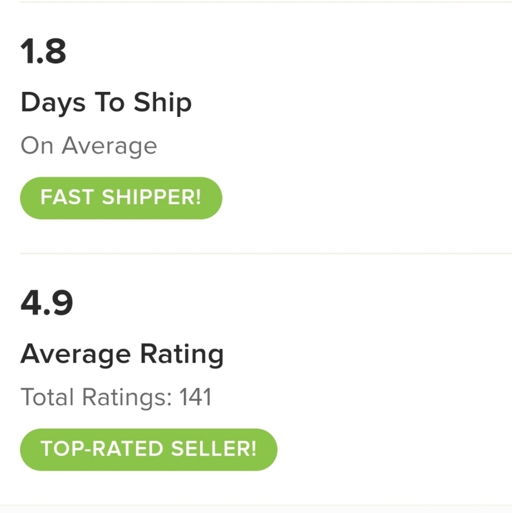 Top seller and shipping 1.8 days